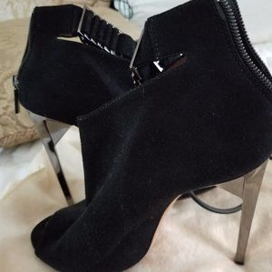 Herve Leger Stiletto Black Suede Booties